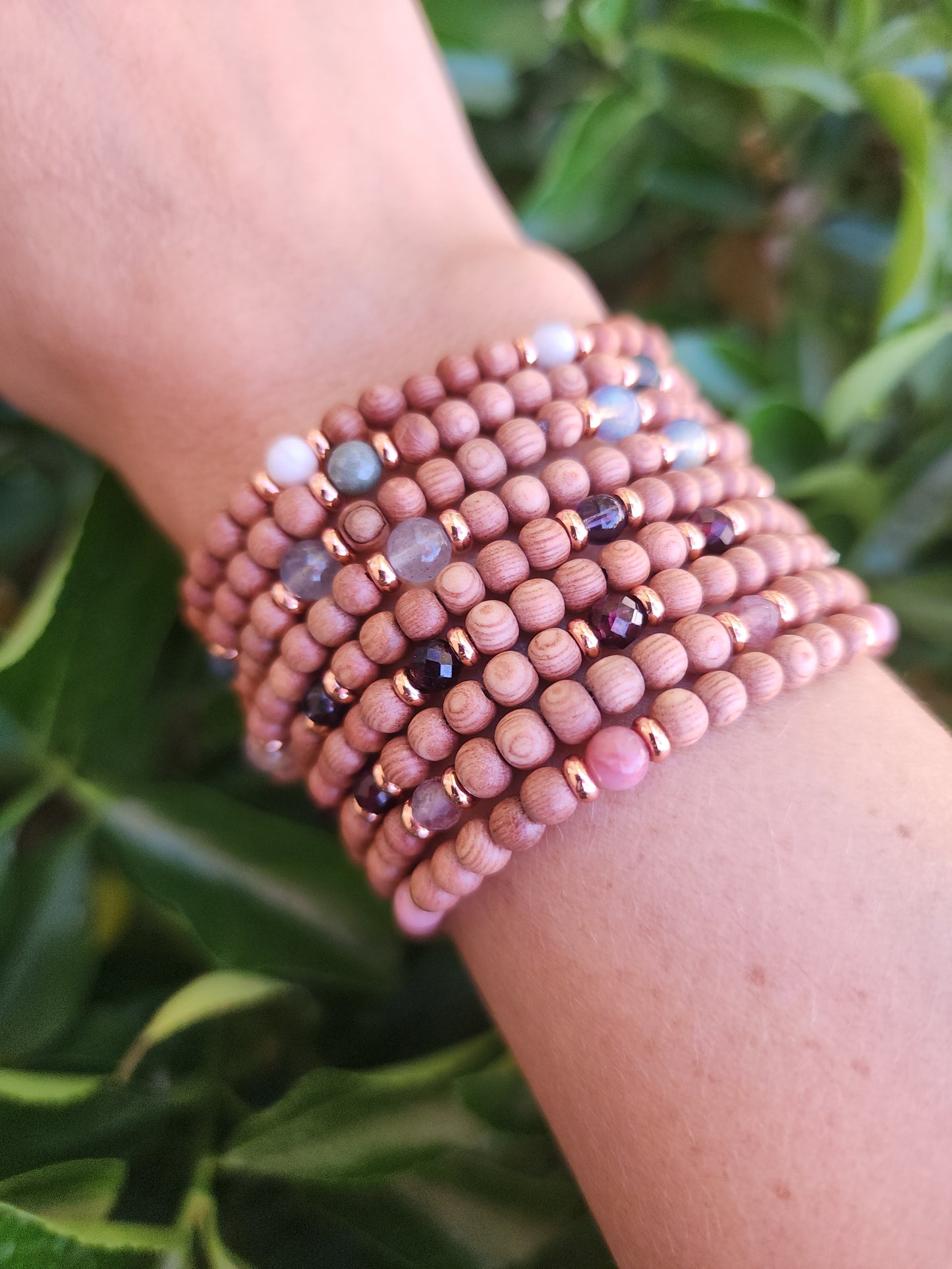 Rosewood & Moss Agate Bracelet