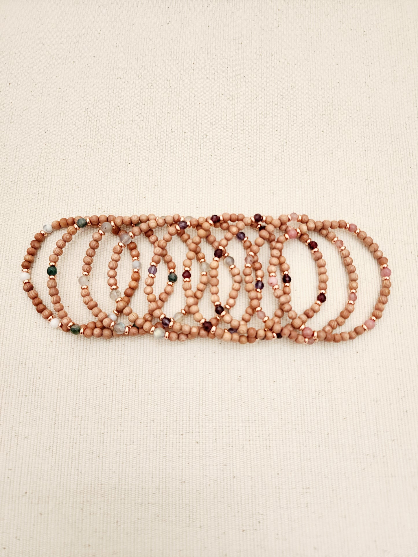 Rosewood & Moss Agate Bracelet