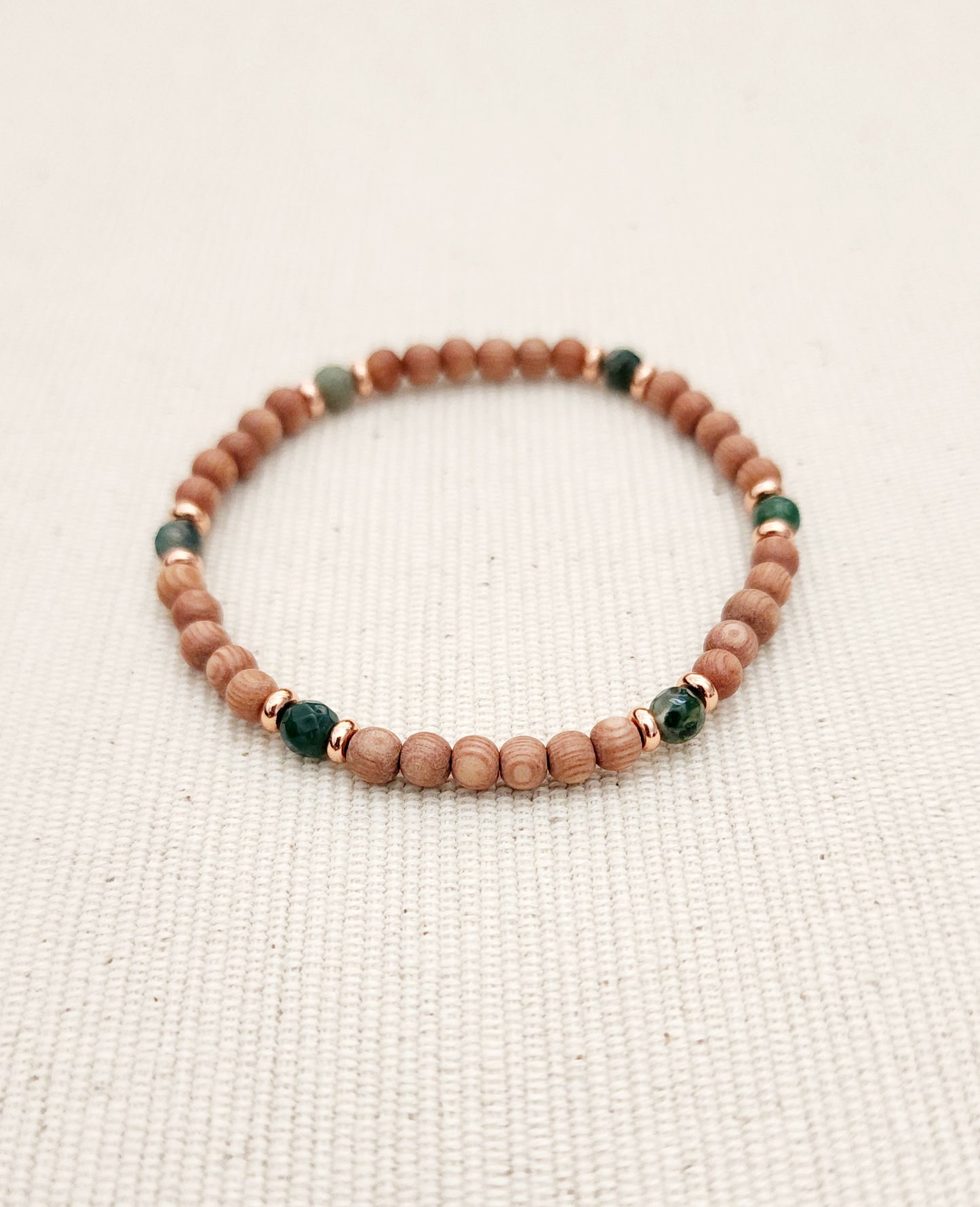 Rosewood & Moss Agate Bracelet
